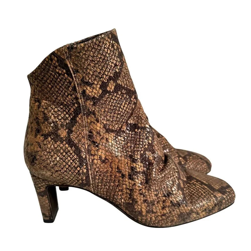 Free People Cybill Snake Print Leather Ankle Boots‎ Size 7.5